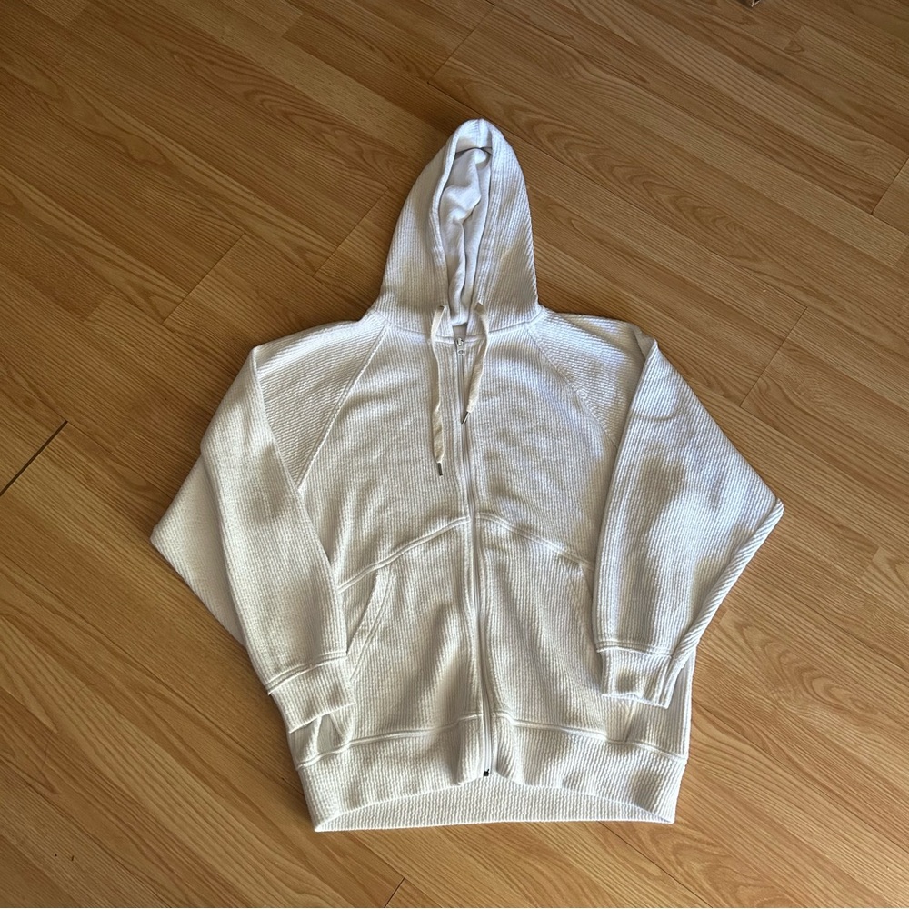 Aerie White Oversized Hooded Jacket Small